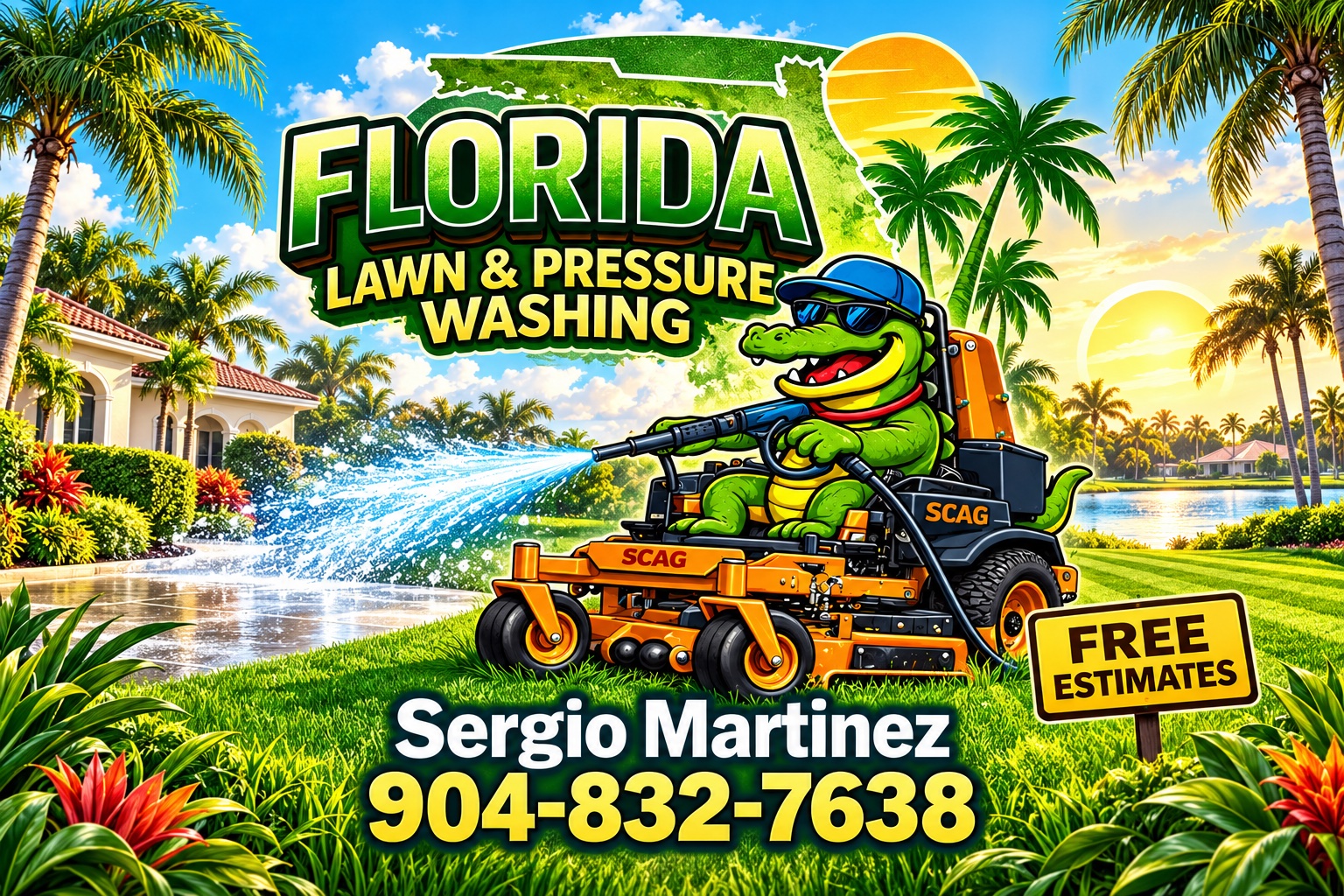 Florida Lawn & Pressure Washing. Sergio Martinez. Free estimates: 904-832-7638.